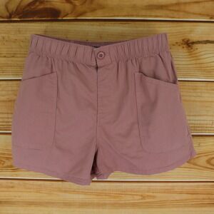Stitch Star Casual Shorts Womens L Mauve‎ Pink Elastic Waist Pockets Cotton Bl.